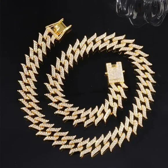 24 Mens 4ct Diamond 14K Gold Cuban Chain Link Necklace 4 ct 14 Karat Silver 24